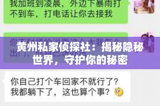黄州私家侦探社：揭秘隐秘世界，守护你的秘密