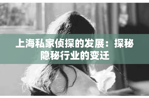 上海私家侦探的发展：探秘隐秘行业的变迁