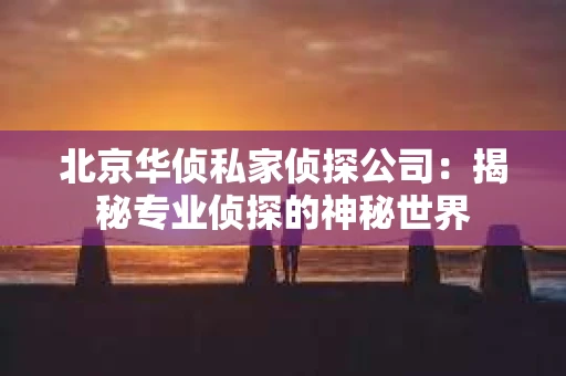 北京华侦私家侦探公司：揭秘专业侦探的神秘世界