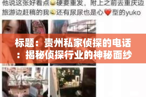 标题：贵州私家侦探的电话：揭秘侦探行业的神秘面纱