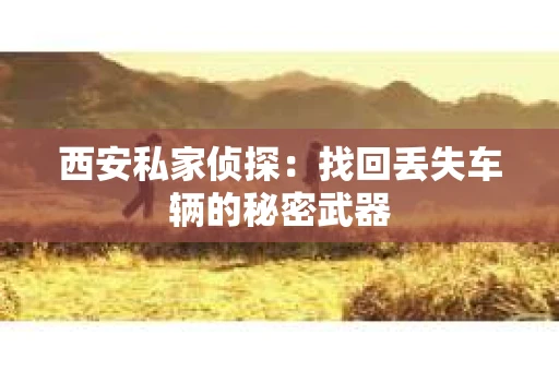 西安私家侦探：找回丢失车辆的秘密武器