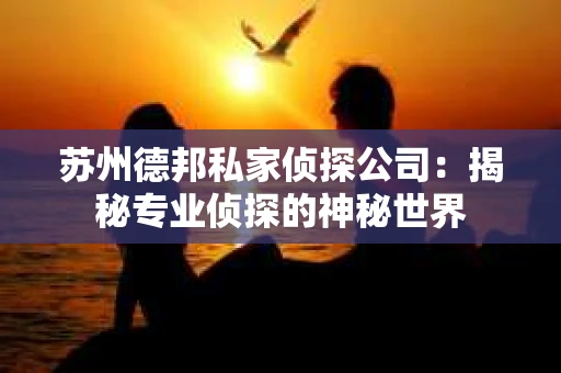 苏州德邦私家侦探公司：揭秘专业侦探的神秘世界