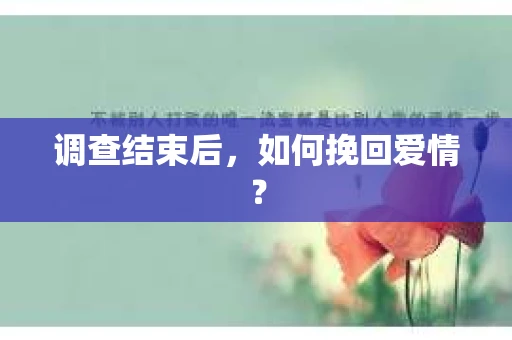调查结束后，如何挽回爱情？